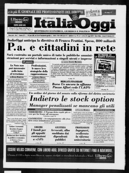 Italia oggi : quotidiano di economia finanza e politica